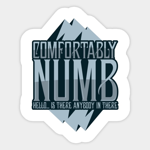 comfortably numb blue mountains Sticker by monin_81